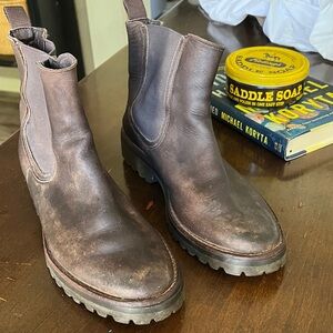 Thursday Boot Company Brown Leather Lug Chelsea Booties